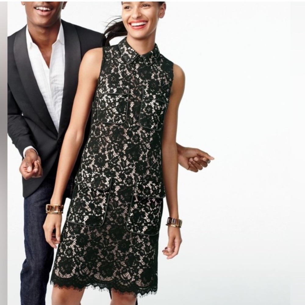 JCrew First Lady Lace Black Pocket Dress